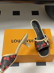 Kitlife Louis Vuitton Kitten Heel Bowknot Sandals Cherry Brown - 6