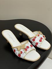 Kitlife Louis Vuitton Kitten Heel Bowknot Sandals Cherry White - 1