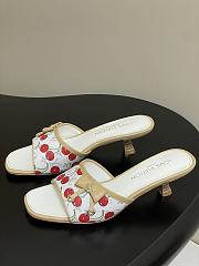 Kitlife Louis Vuitton Kitten Heel Bowknot Sandals Cherry White - 5