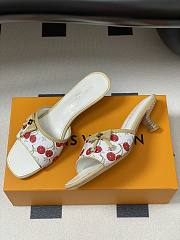 Kitlife Louis Vuitton Kitten Heel Bowknot Sandals Cherry White - 4