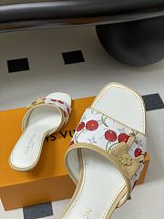 Kitlife Louis Vuitton Kitten Heel Bowknot Sandals Cherry White - 3