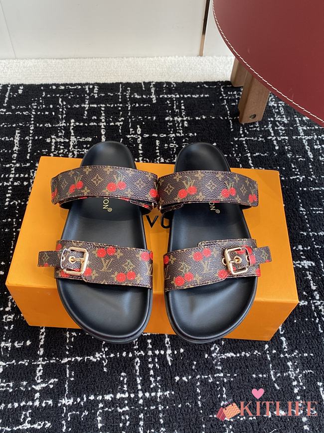 Kitlife Louis Vuitton x TM Bom Dia Flat Comfort Mule Cherry Brown - 1