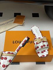 Kitlife Louis Vuitton X TM Bowknot Flat Cherry White Slippers - 3