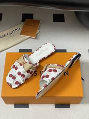 Kitlife Louis Vuitton X TM Bowknot Flat Cherry White Slippers - 4
