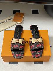 Kitlife Louis Vuitton X TM Bowknot Flat Cherry Brown Slippers - 1