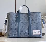 Kitlife Louis Vuitton Weekend Tote  Bag Monogram Washed Denim Canvas M22537 43x34x17cm - 1
