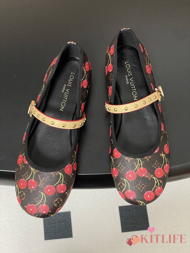 Kitlife Louis Vuitton Romy Ballet Flats Shoes Cherry Brown - 1