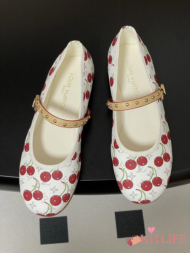 Kitlife Louis Vuitton Romy Ballet Flats Shoes Cherry White - 1
