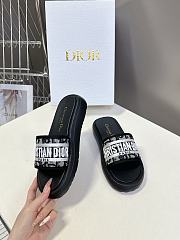 Kitlife Dior Embroidered Logo Monogram Fabric Slippers Black  - 2