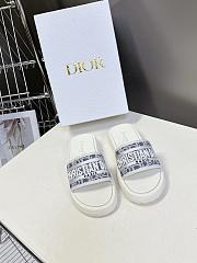 Kitlife Dior Embroidered Logo Monogram Fabric Slippers White - 1