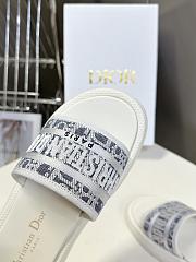 Kitlife Dior Embroidered Logo Monogram Fabric Slippers White - 2