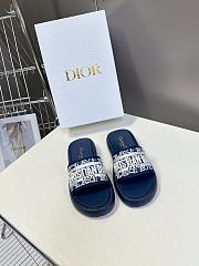 Kitlife Dior Embroidered Logo Monogram Fabric Slippers Dark Blue  - 1
