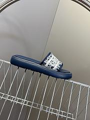 Kitlife Dior Embroidered Logo Monogram Fabric Slippers Dark Blue  - 6