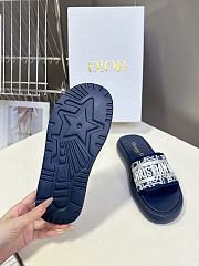 Kitlife Dior Embroidered Logo Monogram Fabric Slippers Dark Blue  - 3