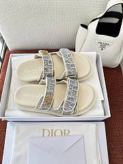 Dior Dioract Jacquard Sandals Slippers Blue & White - 6