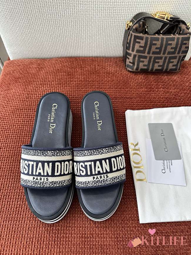 Kitlife Dior Dway Platform Slides Deep Blue - 1