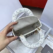 Kitlife Dior Lady Three-grid Multicolor Embroidered Beads Bag White 17x15x7cm - 6