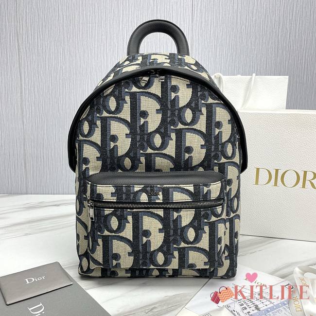Kitlife Dior Backpack Beige and Blue Oblique 30x42x15cm - 1
