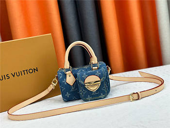 Kitlife Louis Vuitton Nano Speedy Bag Denim Blue Monogram M82950 16x10x7.5cm