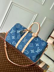Kitlife Louis Vuitton Keepall Bandoulière Travel Bag Blue Denim Monogram M24315 45x27x20cm - 1