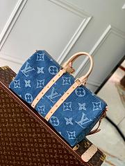 Kitlife Louis Vuitton Keepall Bandoulière Travel Bag Blue Denim Monogram M24315 45x27x20cm - 5