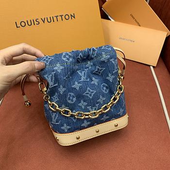Kitlife Louis Vuitton Nano Noé Bag Blue Monogram Denim M83043 20.5x17.5x9cm