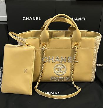 Kitlife Chanel Deauville Shopping Tote Bag Yellow 34cm