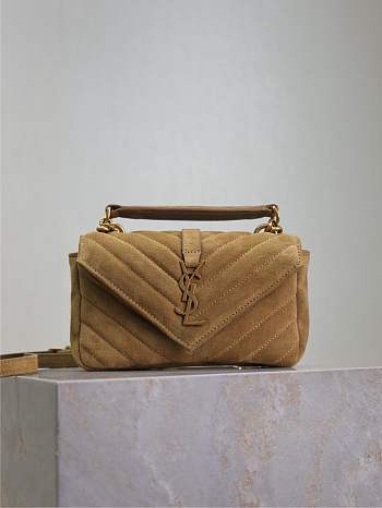 Kitlife Saint Laurent Mini College Bag Beige Suede Leather 779430 20×13×3cm