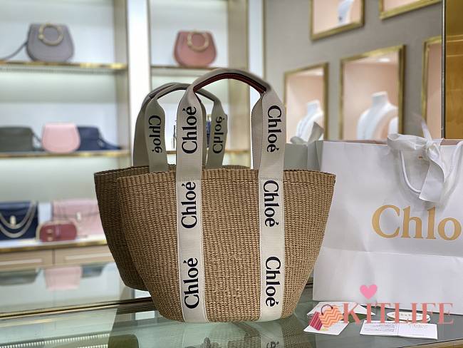 Kitlife Chloe Woody Basket In Natural Fibers White 28x48x28cm - 1