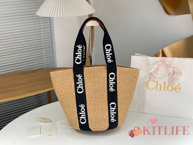 Kitlife Chloe Woody Basket In Natural Fibers Black 28x48x28cm - 1