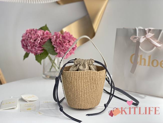 Kitlife Chloe Small Woody Basket Bag White 17x16x16cm - 1
