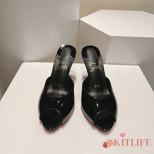 Kitlife Christian Louboutin Me Dolly Mules Black Patent Calf Leather 100mm - 1