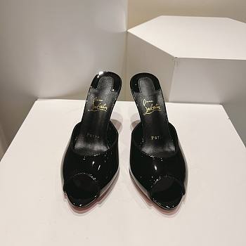 Kitlife Christian Louboutin Me Dolly Mules Black Patent Calf Leather 100mm