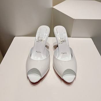 Kitlife Christian Louboutin Me Dolly Mules White Patent Calf Leather 100mm