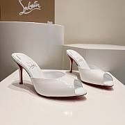 Kitlife Christian Louboutin Me Dolly Mules White Patent Calf Leather 100mm - 4