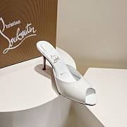 Kitlife Christian Louboutin Me Dolly Mules White Patent Calf Leather 100mm - 2