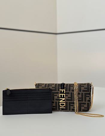 Kitlife Fendi Fendigraphy Wallet On Chain Fabric Brown 21x4x11cm