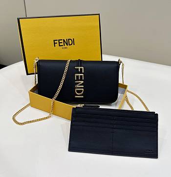 Kitlife Fendi Fendigraphy Wallet On Chain Fabric Black 21x4x11cm