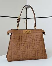 Kitlife Fendi Peekaboo Soft Medium Handbag Brown 33x10x25cm - 1