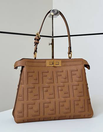 Kitlife Fendi Peekaboo Soft Medium Handbag Brown 33x10x25cm