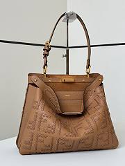 Kitlife Fendi Peekaboo Soft Medium Handbag Brown 33x10x25cm - 3