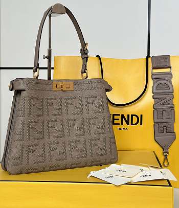 Kitlife Fendi Peekaboo Soft Medium Handbag Grey 33x10x25cm