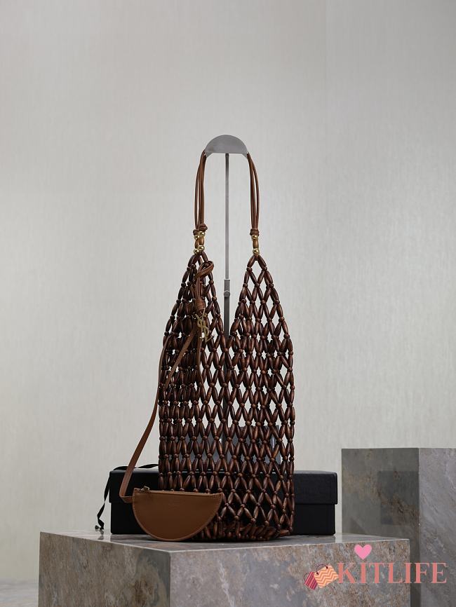 Kitlife Saint Laurent Bucket Supple Hand-woven Bag Dark Brown 821911 14×43×14cm - 1