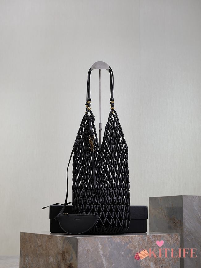 Kitlife Saint Laurent Bucket Supple Hand-woven Bag Black 821911 14×43×14cm  - 1
