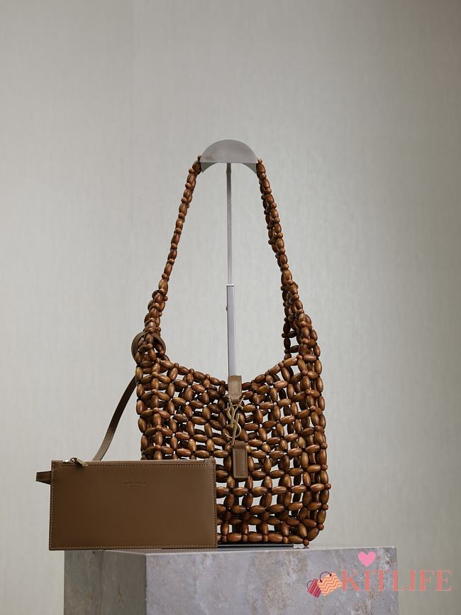 Kitlife Saint Laurent Bucket Supple Hand-woven Bag Brown 821911 14×43×14cm - 1