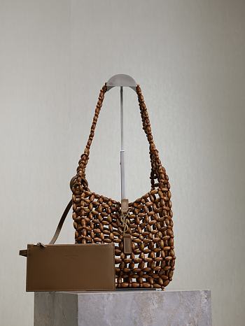 Kitlife Saint Laurent Bucket Supple Hand-woven Bag Brown 821911 14×43×14cm