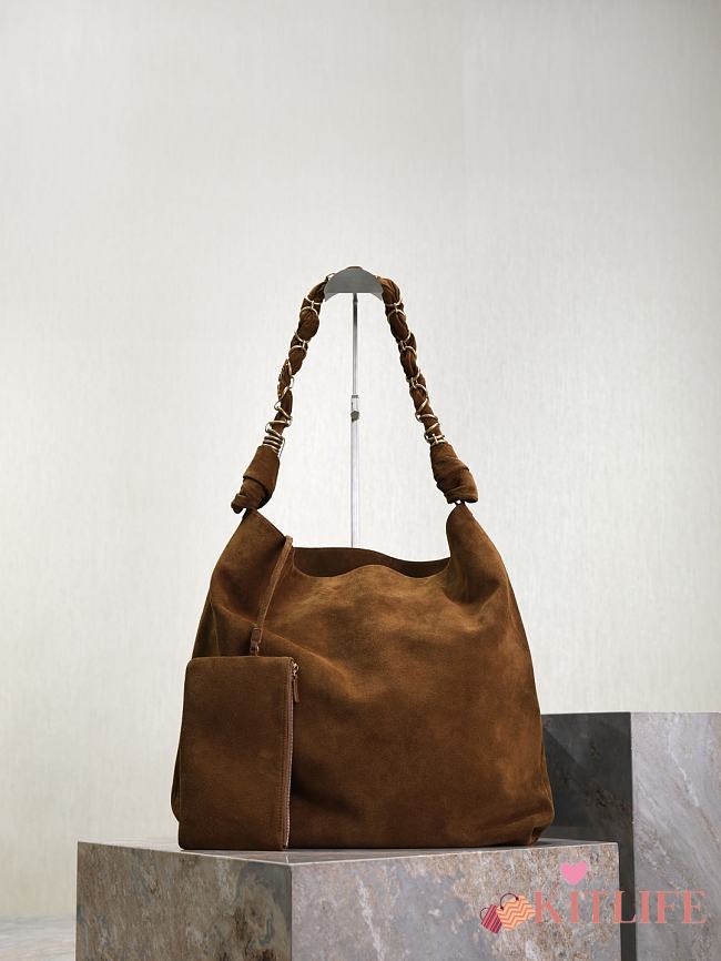 Kitlife Saint Laurent Amalia Jacquard Bag Beige Suede 834750 40×50×1cm - 1