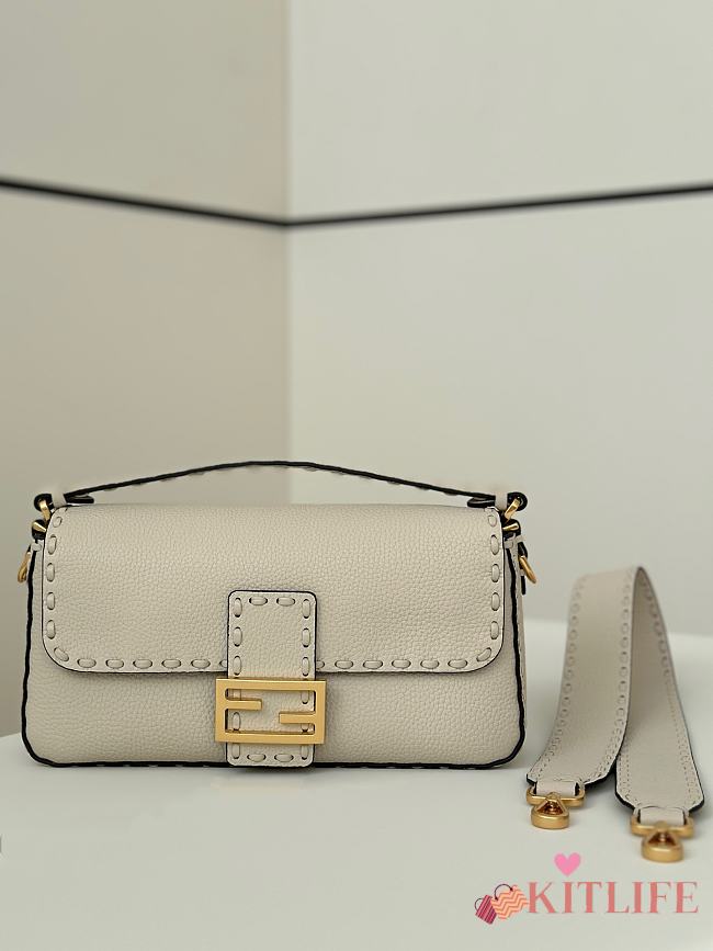 Kitlife Fendi Baguette Selleria Bag in Cream 28x6.5x15cm - 1