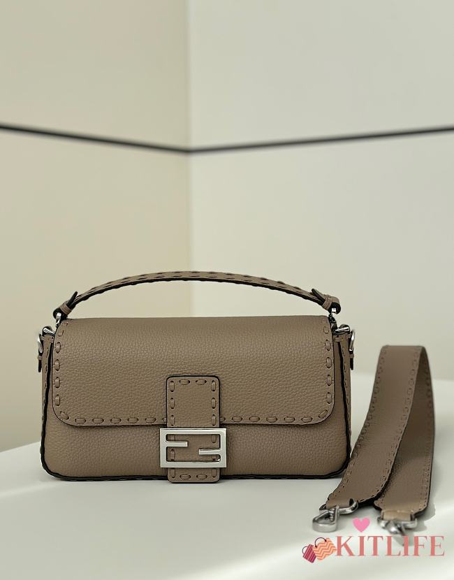 Kitlife Fendi Baguette Selleria Bag in Grey 28x6.5x15cm - 1