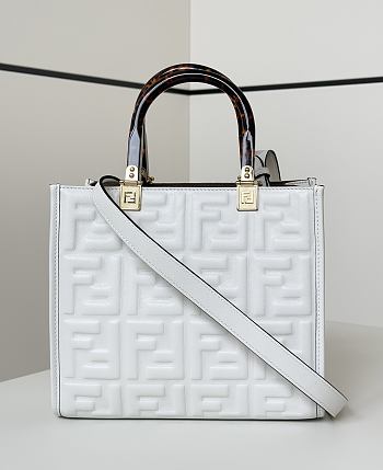 Kitlife Fendi Sunshine Small White Leather Shopper 25.5x12x23cm